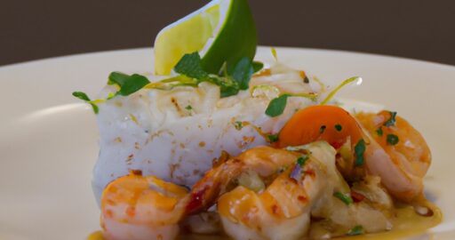 Bílý rýžový pokrm s mořskými plody