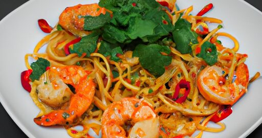 Krevety na wok s čínskými nudlemi