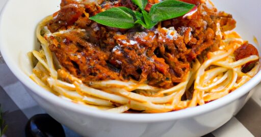 Italské těstoviny s rajčatovou omáčkou.