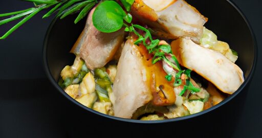 Černý hrnec s pečenými zeleninou