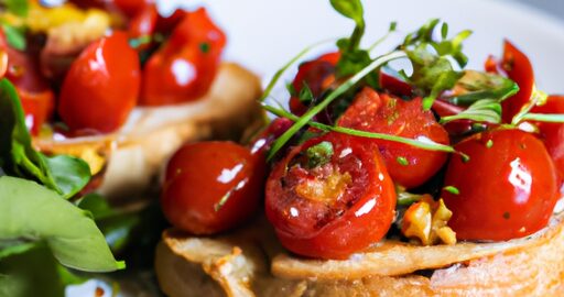 Italský bruschetta s cherry rajčaty