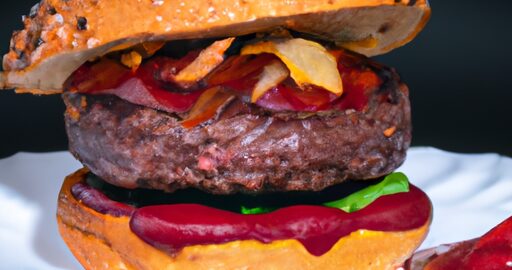 Hamburger s karamelizovanou cibulí.