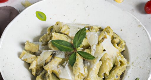 Kuřecí pesto pasta s bazalkou.