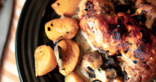 Pečené kuřecí stehno s bramborovou kaší