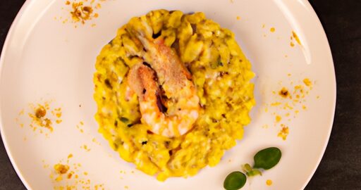 Smažený rýžový nákyp s krevetami.