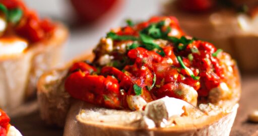 Italská bruschetta se šunkou.