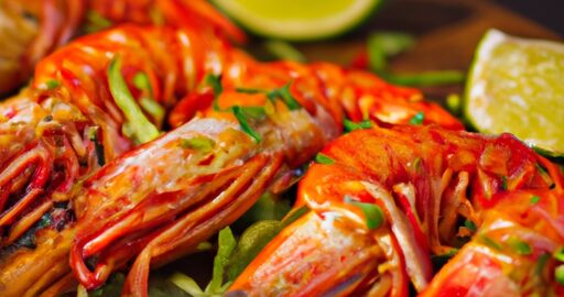 Krevety na grilu s bylinkovou omáčkou.