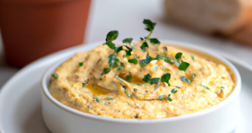 Květákový zapečený s humusem.