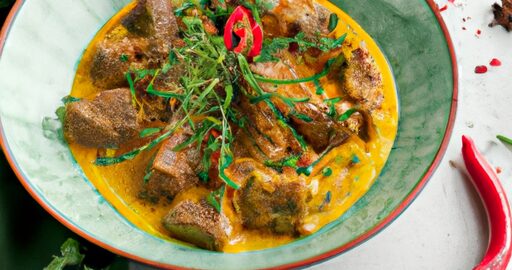 Pikantní zelený kari s kuřecím masem
