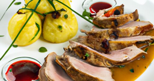 Pečená kachna plněná bramborovým nákypem.