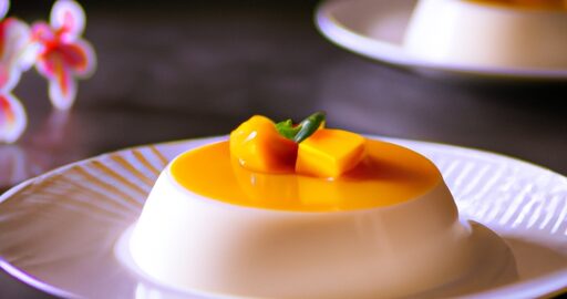 Kokosový puding s manga.