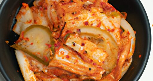 Kimchi, tradiční korejská zeleninová pochutina.