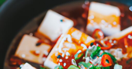 Korejský pikantní tofu s kimchi.