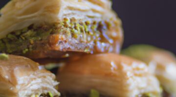 Baklava s pistáciemi a medem.