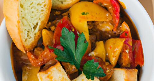 Ratatouille stifado with garlic bread.