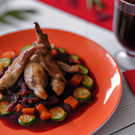 Kuřecí soté s červeným vínem