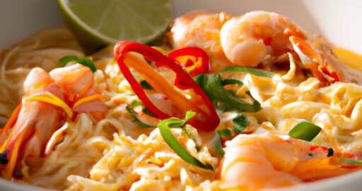 Ramen s vajíčkem a krevetami.