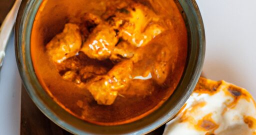 Kuřecí korma naanšíkówých plackách.