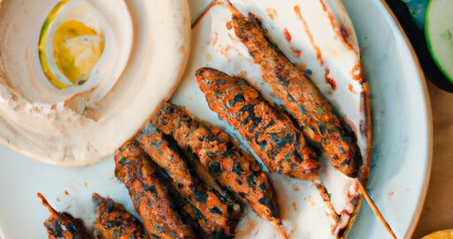 Kebab z jehněčího masa s hummusem