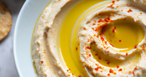 Hummus s tahini a olivovým olejem.