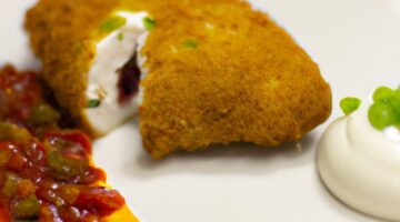 Kuřecí cordon bleu s bramborovou kaší.