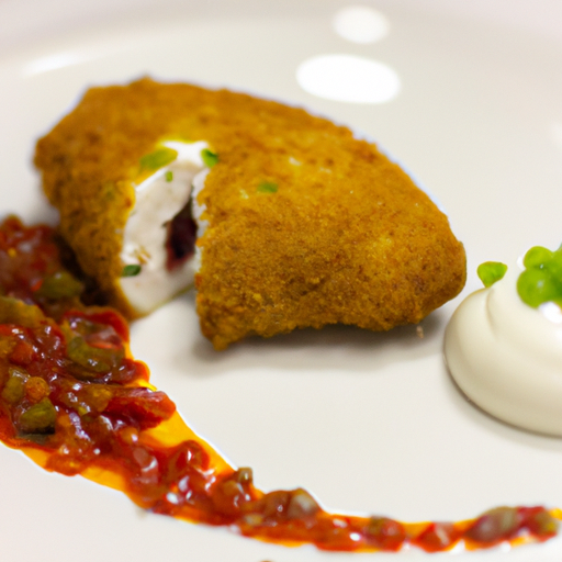 Kuřecí cordon bleu s bramborovou kaší.