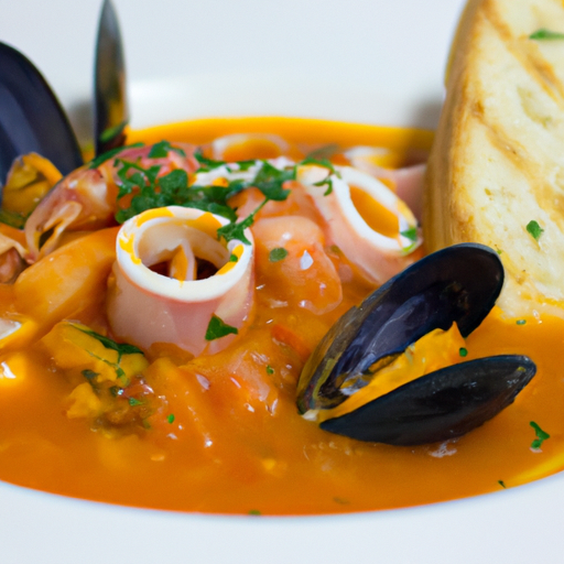 Bouillabaisse rybí polévka s chlebem.