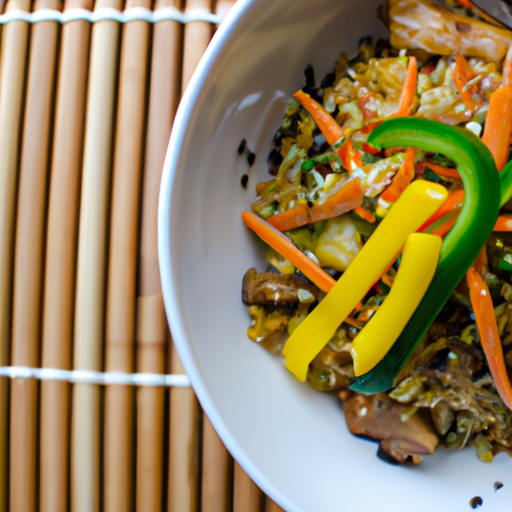 Kuřecí zeleninový wok s rýží.