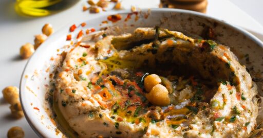 Hummus s olivovým olejem a cizrnou.