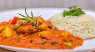 Rajčatová kuřecí kari s rýží
