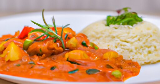Rajčatová kuřecí kari s rýží