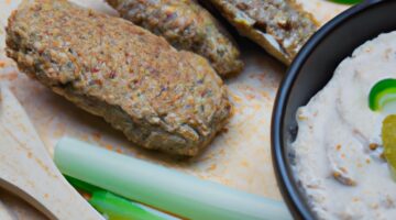 Tahini omáčka s grilovaným kuřecím.

Nebo:

Kibbeh searanými zeleninami a jogurtem.