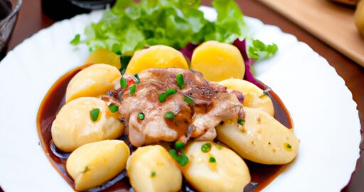 Pečená husa s červeným zelím.