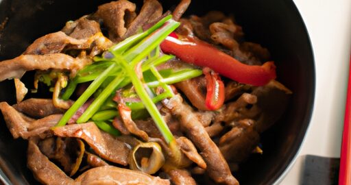 Marinované korejské hovězí maso bulgogi.