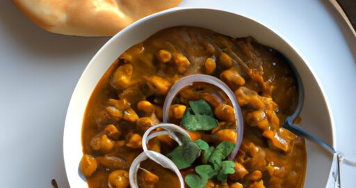 Kuřecí korma s chole bhature