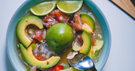 Ceviche z drůbeže a avokáda.