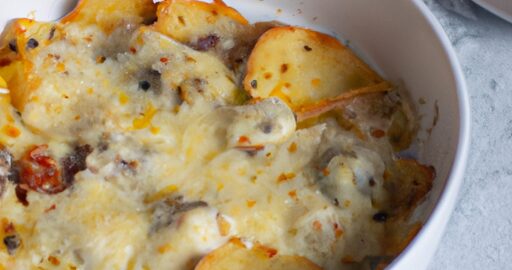 Kuřecí plněný sýrem Baguette Gratin.