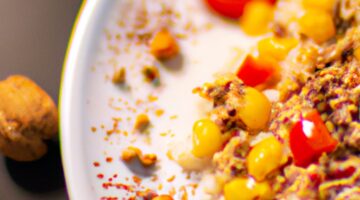 Kuskus s kozím sýrem a uzenými paprikami.