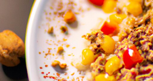 Kuskus s kozím sýrem a uzenými paprikami.