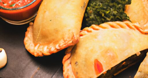 Kuřecí empanady s chimichurri salsa.