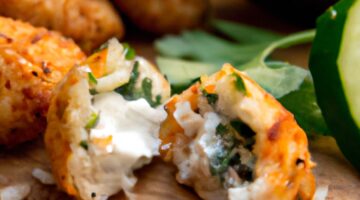 Rybí kibbeh s jogurtovou omáčkou.