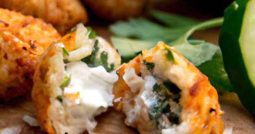 Rybí kibbeh s jogurtovou omáčkou.