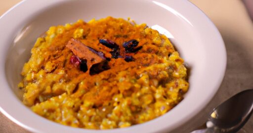 Kuskus s jehněčím a sladkou šafránovou omáčkou.