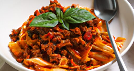 Ragu z Itálie s těstovinami.