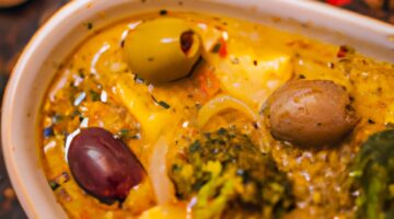 Tajine se zeleninou a olivami.