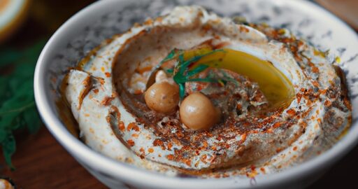 Tahini hummus s pepřem a olivami