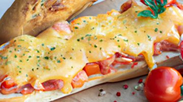 sýrová cibulová polévka s bagetou