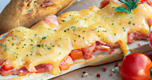 sýrová cibulová polévka s bagetou