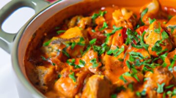 Ratatouille s kuřecím masem a krupičným pestem