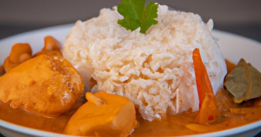 Kuřecí korma s rýží.